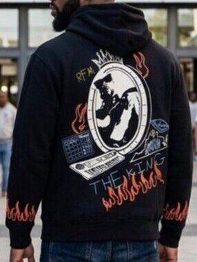 ethika Black Timbaland 100% Cotton Lifestyle Hoodie‎ Flame Accents Size M
